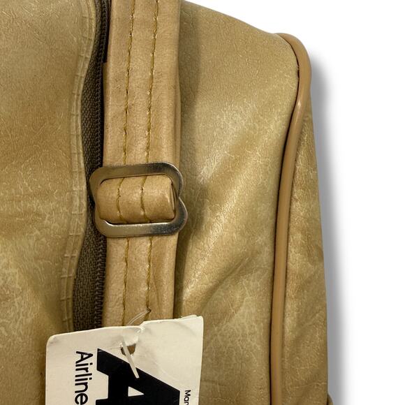 Vintage United Airlines Vinyl Carryon Stewardess Bag Tote Flight Beige Tan NOS - Picture 7 of 10